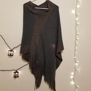Grey and copper poncho sweater